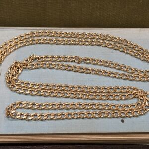 Vintage Monet Extra long Gold Tone Necklace